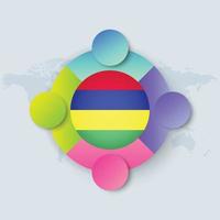 Mauritius Flag with Infographic Design isolated on World map vector