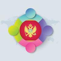 Montenegro Flag with Infographic Design isolated on World map vector