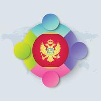 Montenegro Flag with Infographic Design isolated on World map vector