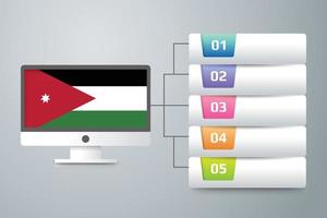 Jordan Flag with Infographic Design Incorporate with Computer Monitor vector