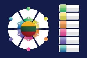 bandera de lituania con diseño infográfico incorporado con forma redonda dividida vector