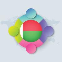 Madagascar Flag with Infographic Design isolated on World map vector