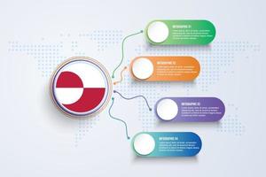 Greenland Flag with Infographic Design isolated on Dot World map vector