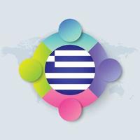 Greece Flag with Infographic Design isolated on World map vector