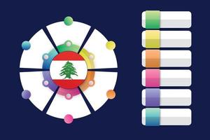 bandera de líbano con diseño infográfico incorporado con forma redonda dividida vector