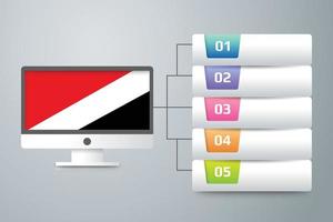 bandera de sealand con diseño infográfico incorporado con monitor de computadora vector