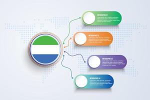 Sierra Leone Flag with Infographic Design isolated on Dot World map vector