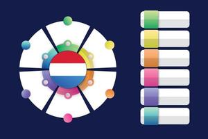 Luxembourg Flag with Infographic Design Incorporate with divided round shape vector