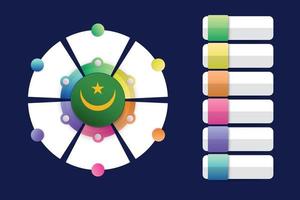 Bandera de mauritania con diseño infográfico incorporado con forma redonda dividida vector