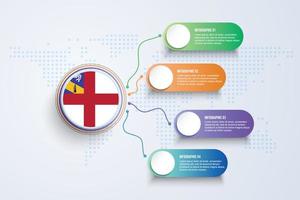 Herm Flag with Infographic Design isolated on Dot World map vector