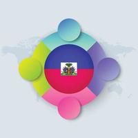 Bandera de Haití con diseño infográfico aislado en el mapa del mundo vector
