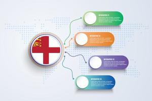 Sark Flag with Infographic Design isolated on Dot World map vector