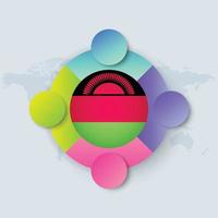 Malawi Flag with Infographic Design isolated on World map vector