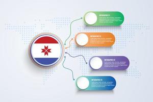 Mordovia Flag with Infographic Design isolated on Dot World map vector