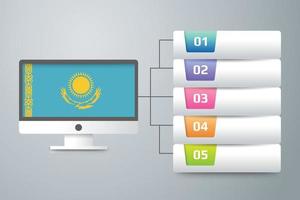 Kazakhstan Flag with Infographic Design Incorporate with Computer Monitor vector