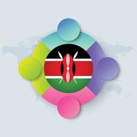Bandera de Kenia con diseño infográfico aislado en el mapa del mundo vector