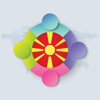 Macedonia Flag with Infographic Design isolated on World map vector