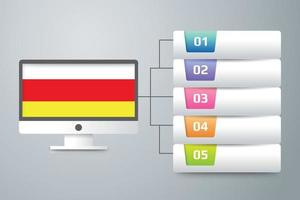 South Ossetia Flag with Infographic Design Incorporate with Computer Monitor vector