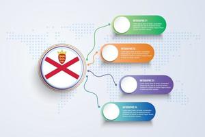 Jersey Flag with Infographic Design isolated on Dot World map vector