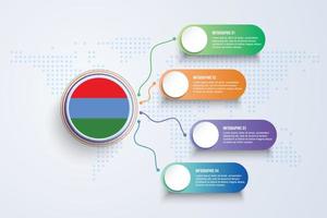 Karelia Flag with Infographic Design isolated on Dot World map vector