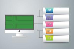 Ladonia Flag with Infographic Design Incorporate with Computer Monitor vector