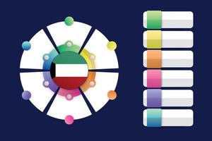 Kuwait Flag with Infographic Design Incorporate with divided round shape vector