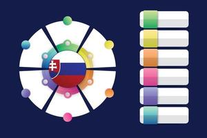 Bandera de Eslovaquia con diseño infográfico incorporado con forma redonda dividida vector