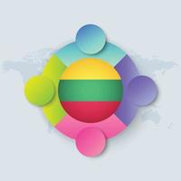 Lithuania Flag with Infographic Design isolated on World map vector