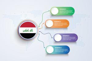 Bandera de irak con diseño infográfico aislado en el mapa mundial de puntos vector