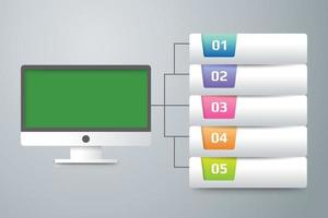 Libya Flag with Infographic Design Incorporate with Computer Monitor vector