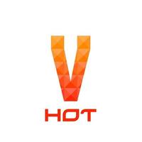 Letter V logo with bright fire colors concept. Good for print, business logo, design element, t-shirt design etc. Vector illustration.