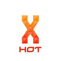 Letter X logo with bright fire colors concept. Good for print, business logo, design element, t-shirt design etc. Vector illustration.