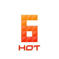Number 6 logo with bright fire colors concept. Good for print, business logo, design element, t-shirt design etc. vector