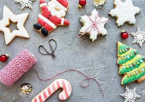 Golden Christmas gingerbread cookies photo