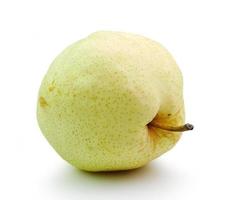 Pear in closeup on a white background photo