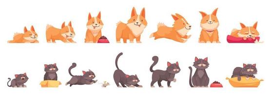 Pets Growth Stages Set vector