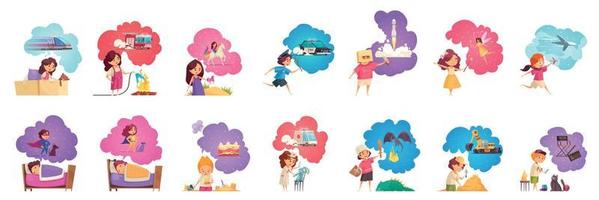 Dreaming Kids Icon Set vector