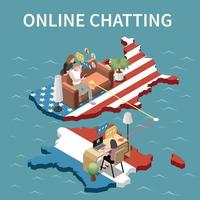 Online Chatting Isometric Illustration vector