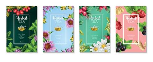 Herbal Tea Poster Set vector