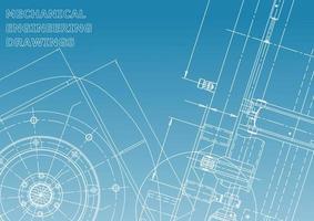 Computer aided design systems. Technical illustrations, backgrounds. Mechanical engineering drawing. Machine-building industry. Instrument-making drawings vector