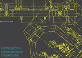 Computer aided design systems. Technical illustrations, backgrounds. Mechanical engineering drawing. Machine-building industry. Instrument-making drawings vector