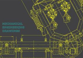 Plano. Ilustración de ingeniería vectorial. portada, volante, pancarta, fondo. dibujos de fabricación de instrumentos. dibujo de ingeniería mecánica. ilustraciones técnicas vector