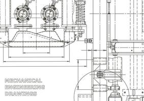 banner de vector. dibujo de ingeniería. fabricación de instrumentos mecánicos vector