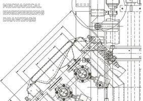 Vector banner. Engineering drawing. Mechanical instrument making