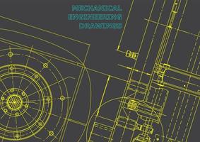 Computer aided design systems. Technical illustrations, backgrounds. Mechanical engineering drawing. Machine-building industry. Instrument-making drawings vector