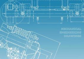 sistemas de diseño asistido por computadora. ilustraciones técnicas, fondos. dibujo de ingeniería mecánica. industria de construcción de maquinaria. dibujos de fabricación de instrumentos vector