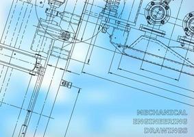 Blueprint. Vector engineering illustration. Cover, flyer, banner, background. Instrument-making drawings. Mechanical engineering drawing. Technical illustrations