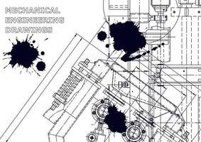 Ilustración de ingeniería vectorial. sistemas de diseño asistido por computadora. fabricación de instrumentos. ilustraciones técnicas vector