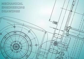 Blueprint. Vector engineering illustration. Cover, flyer, banner, background. Instrument-making drawings. Mechanical engineering drawing. Technical illustrations