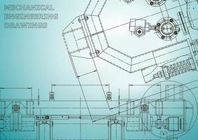 Blueprint. Vector engineering illustration. Cover, flyer, banner, background. Instrument-making drawings. Mechanical engineering drawing. Technical illustrations